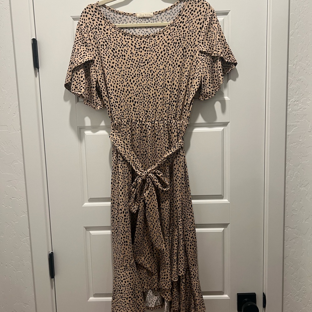 Polka Dot Flutter Sleeve Dress